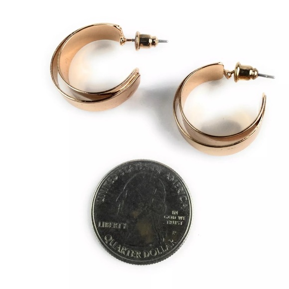 NEW LRL Rose Gold Tone Hoop Earrings MSRP $38 - Picture 2 of 6